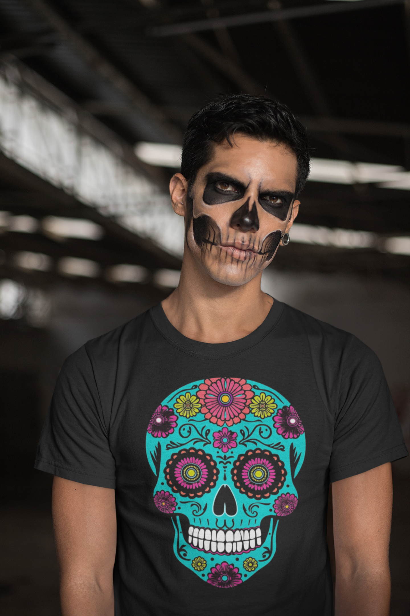 Camiseta de Algodón Unisex. Calavera Azul