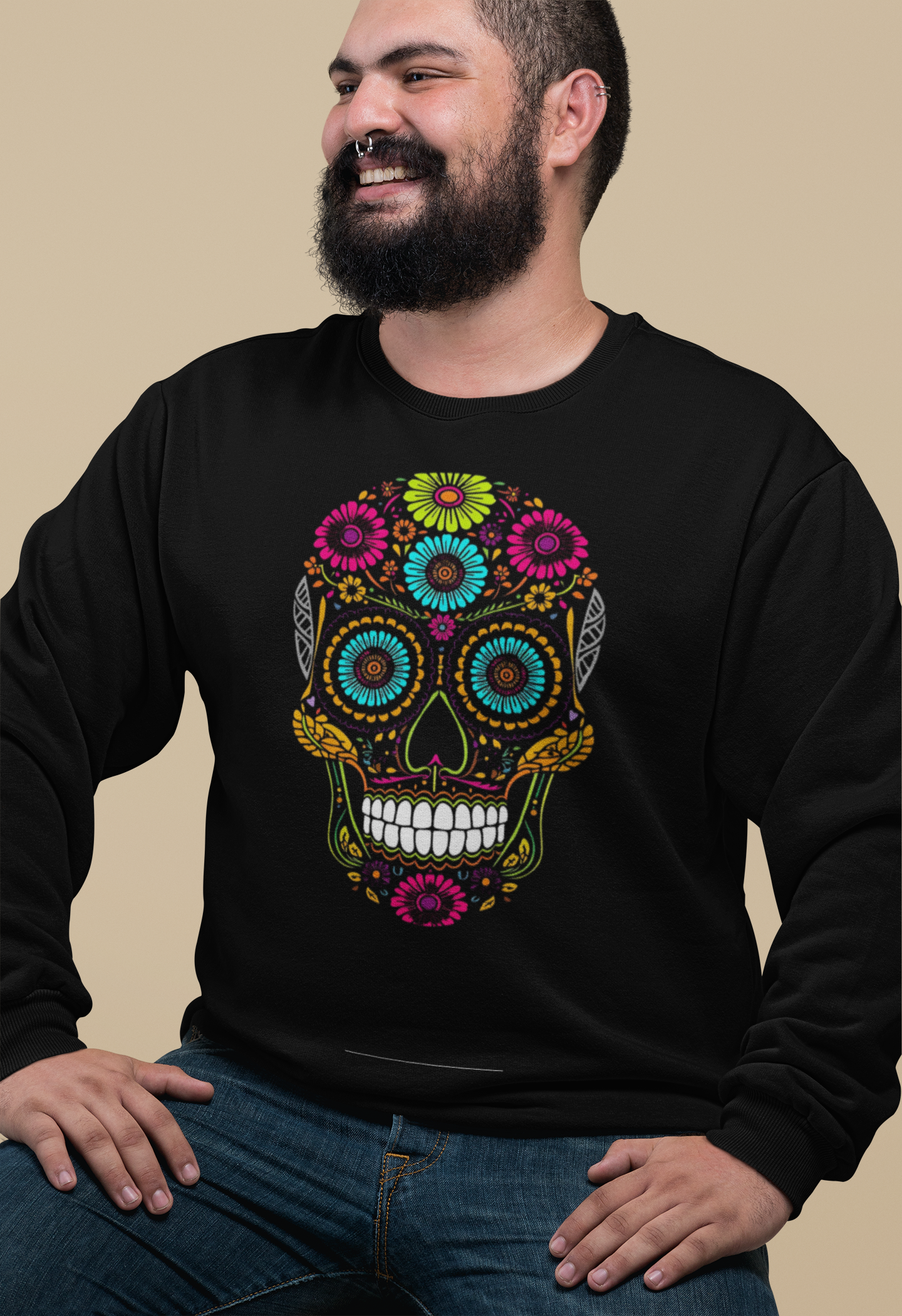 Sudadera unisex. Calavera con Flores— “Sueño de los Colores”