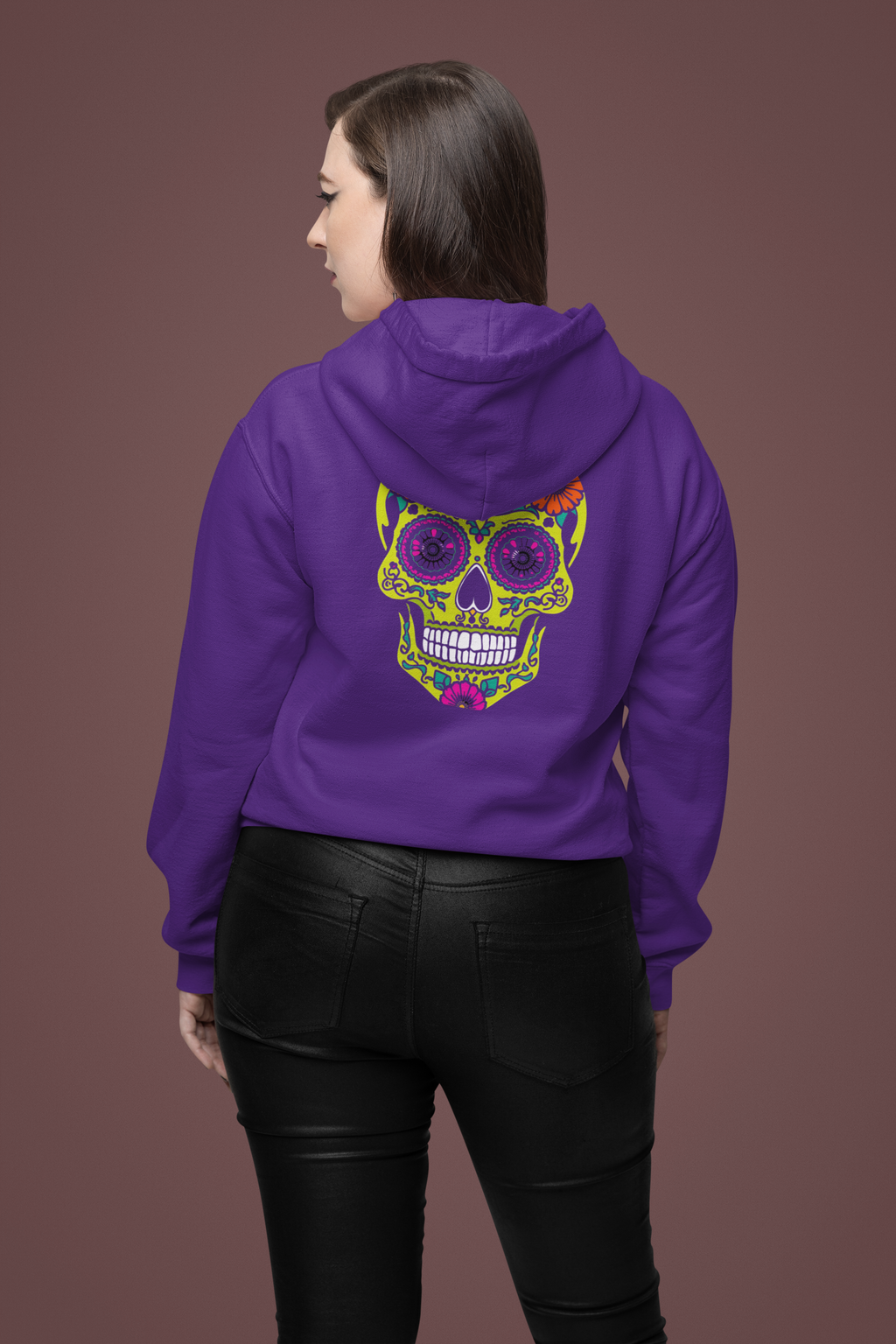 Sudadera con gorro. Calavera Amarilla Psicodélica — “Fuego del Recuerdo”