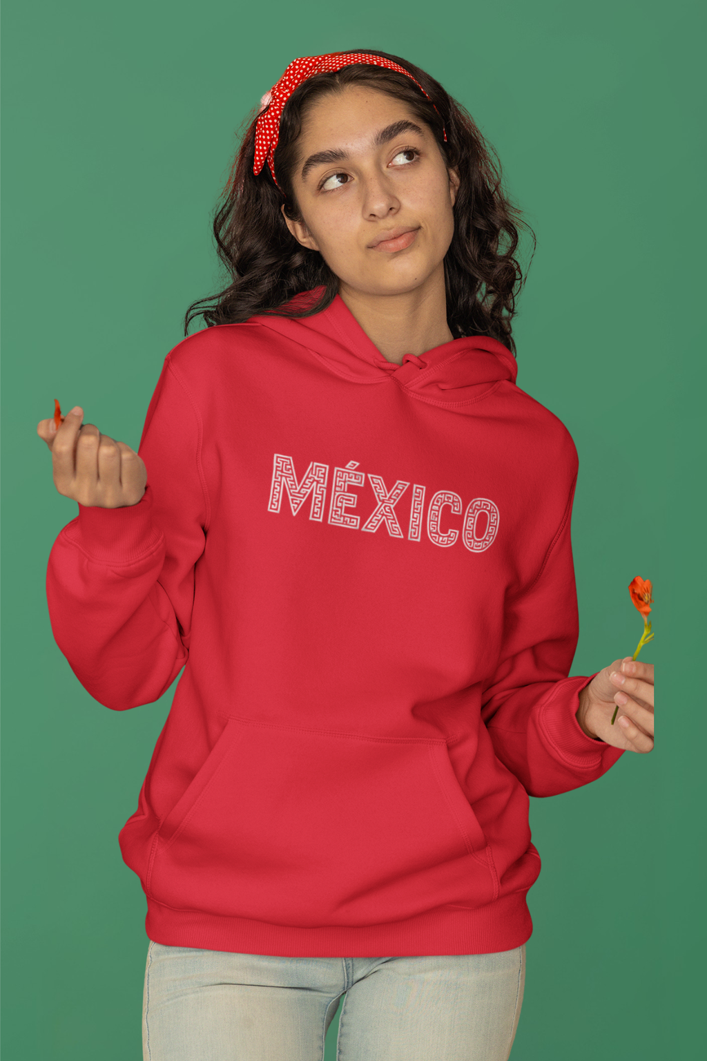 Sudadera con gorro “MÉXICO” en grecas – Unisex