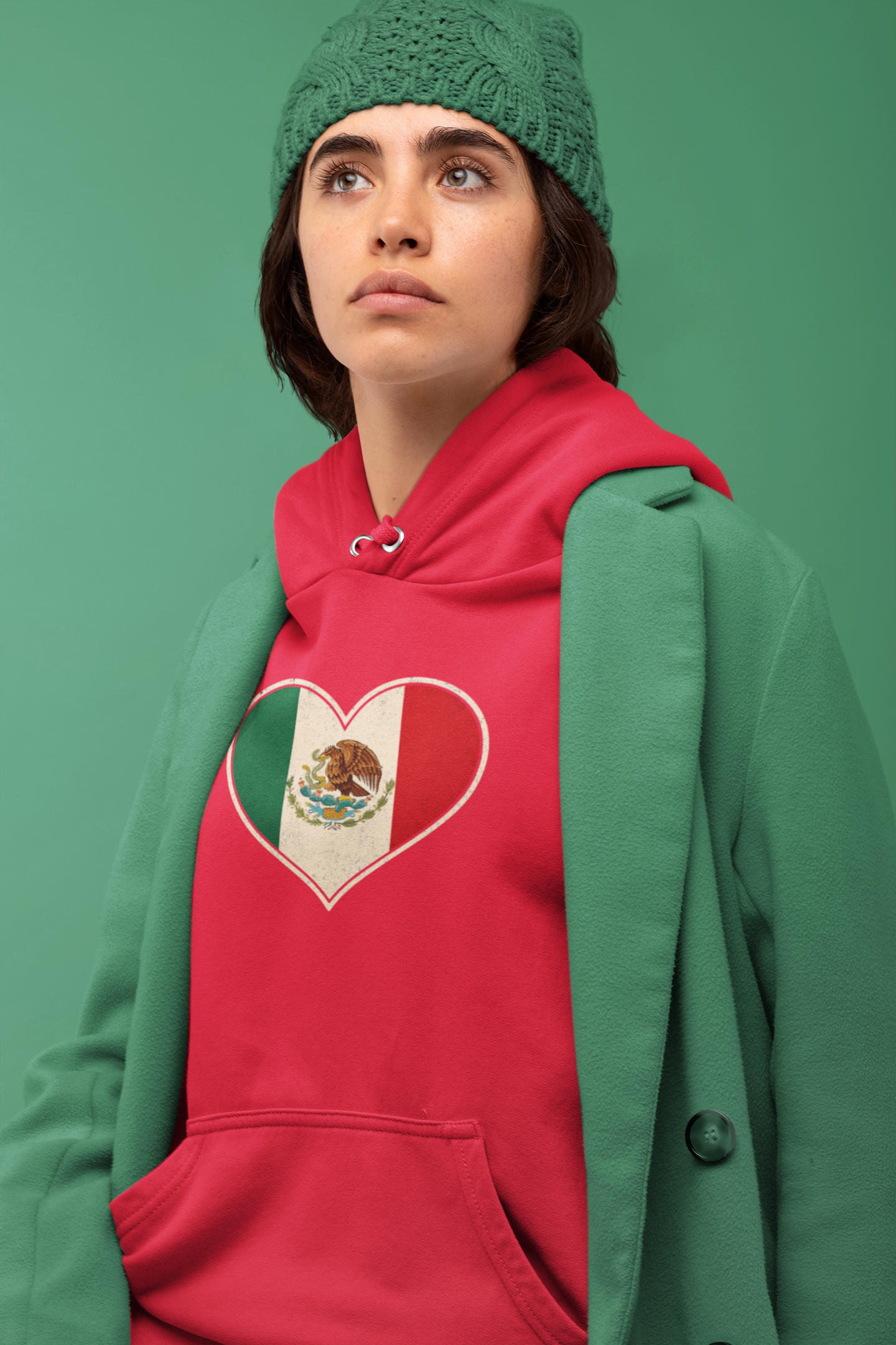 Sudadera con gorro "Corazón tricolor" Estilo retro